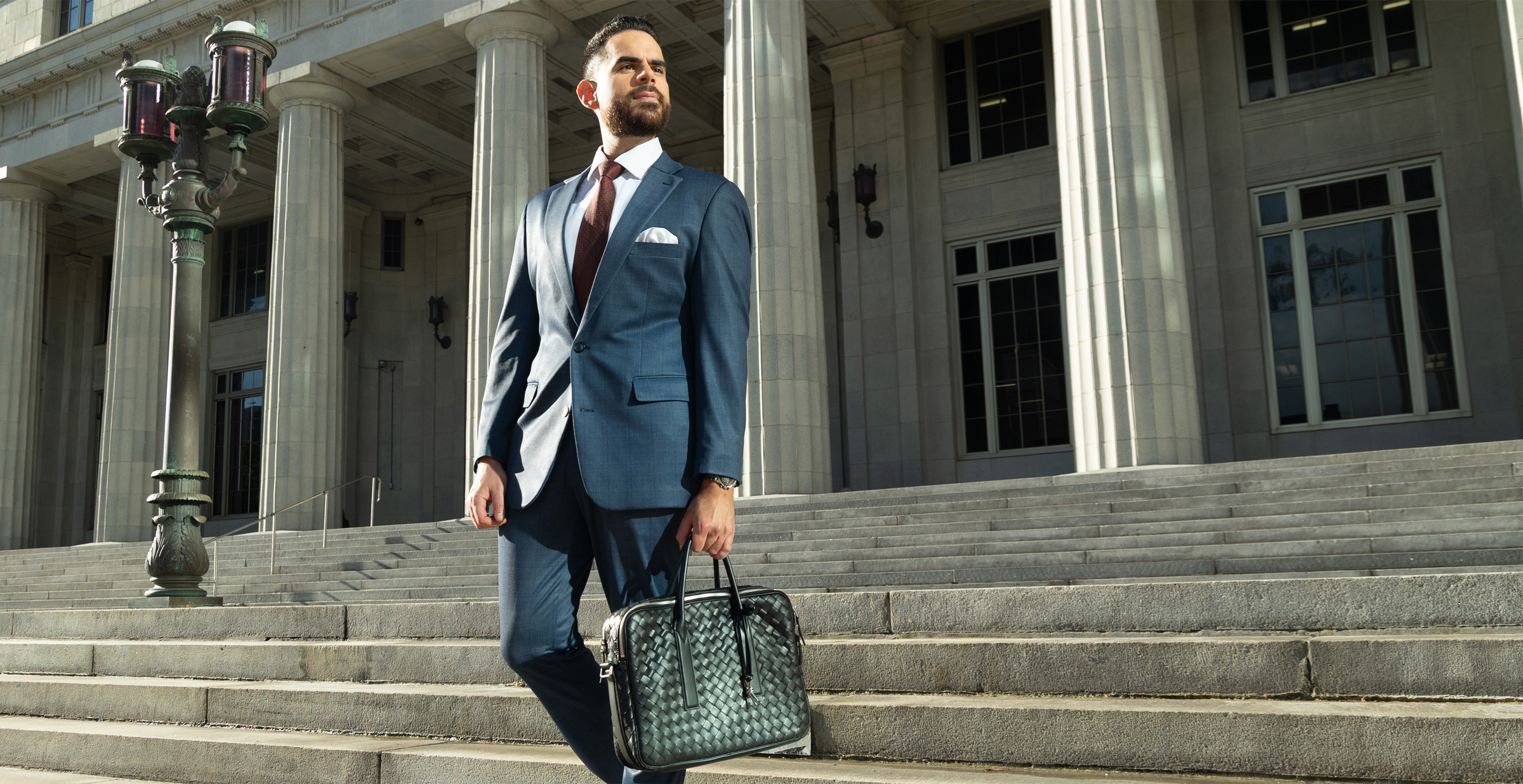 David Tarras, attorney, on courthouse steps